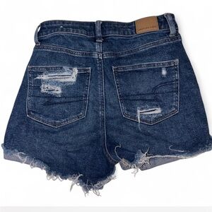 American Eagle Outfitters Women's Ripped Jean Shorts - Dark Blue